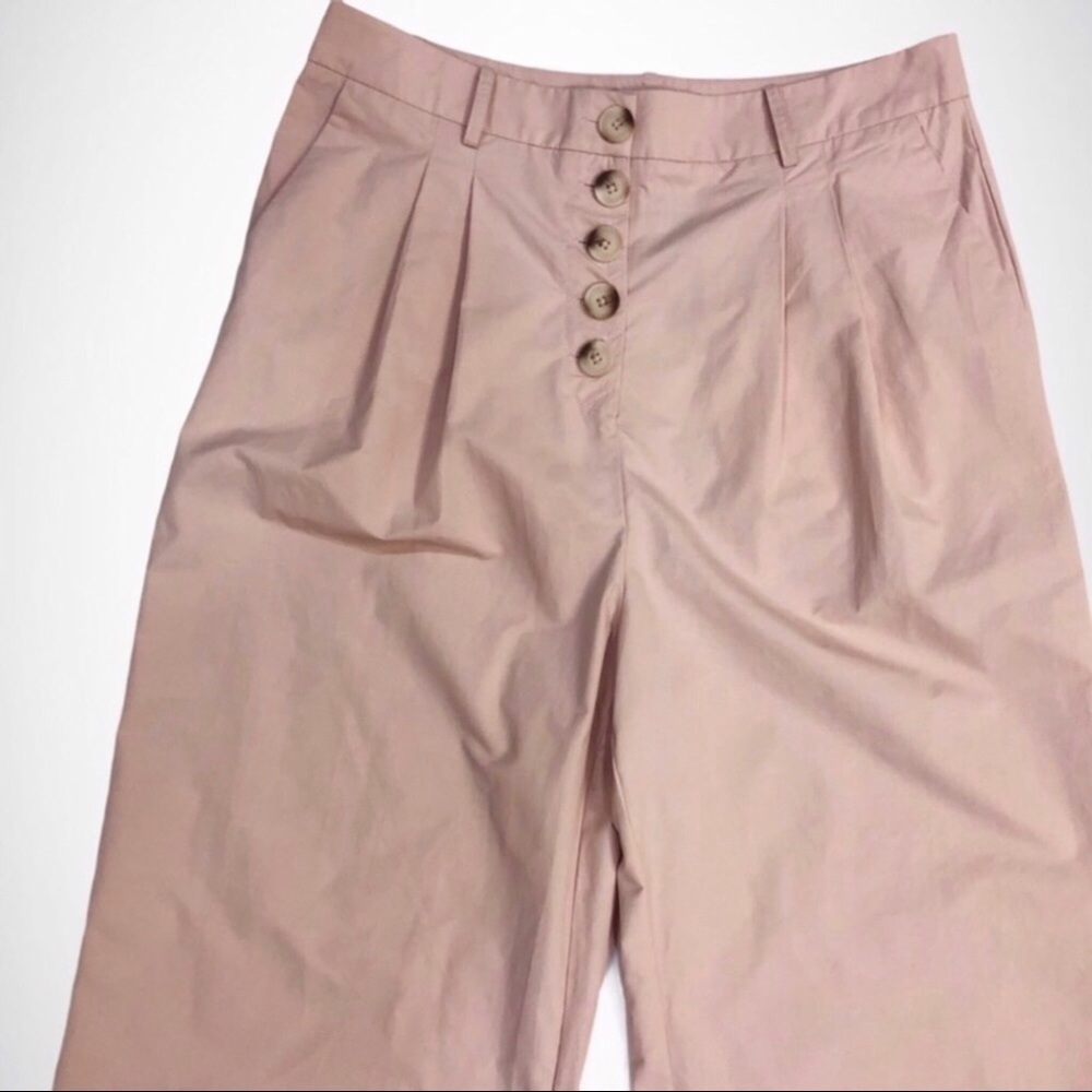 L’Academie The Delphine Pant Wide Leg Cropped Blush Pink High Waist Size XL - Picture 3 of 10